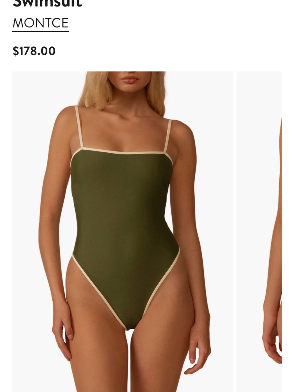 Montce Olive One-Piece Swimsuit with Cream Trim